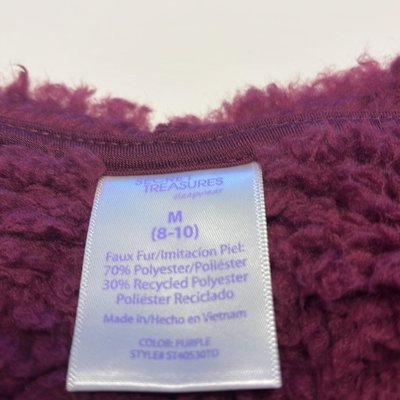 Secret Treasures Sleepwear Plum Fleece Jacket with hood Size M 8-10 Gently worn - Picture 4 of 4